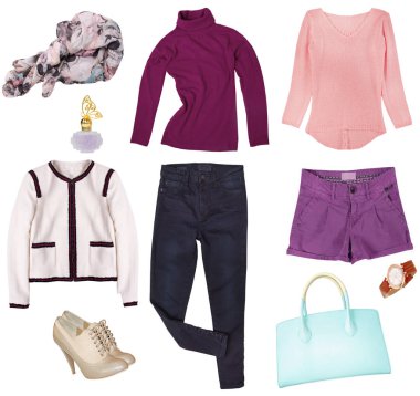 Beyaz arka plan üzerinde izole kadın kolaj