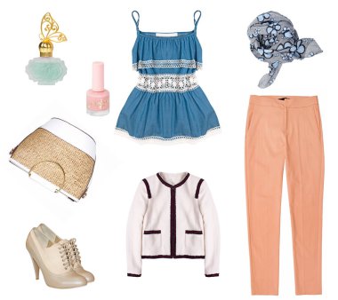 Beyaz arka plan üzerinde izole kadın kolaj