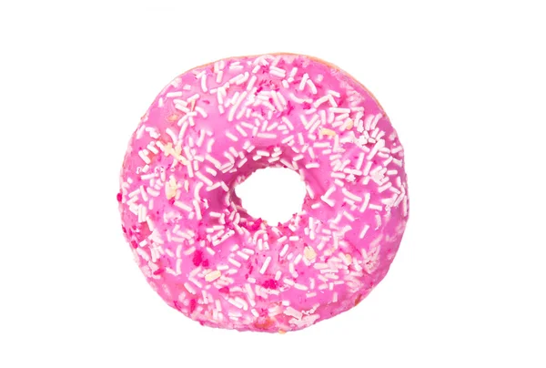 Donut Rosa Isolado Branco — Fotografia de Stock