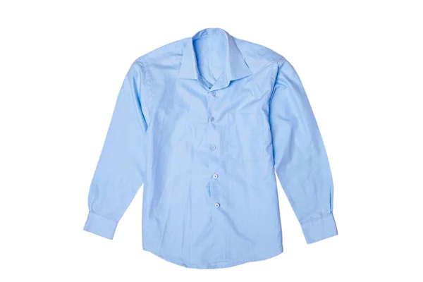 Blå Skjorta Isolerad Vit Bakgrund Stockbild