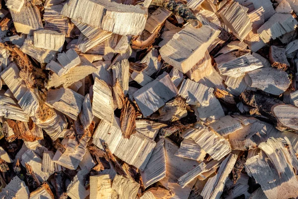 Дерев'яна чип. Перероблена деревина. Екологічно чиста обробка . Стокова Картинка