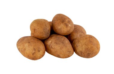 Tedavi edilmemiş patates yumrular beyaz arka plan