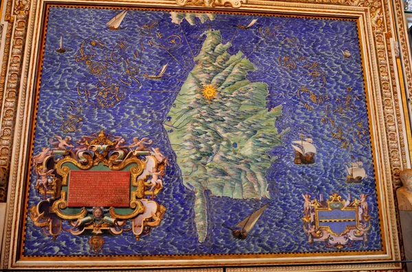 Details Einer Alten Römischen Landkarte Vatikanischen Museum Stockfoto