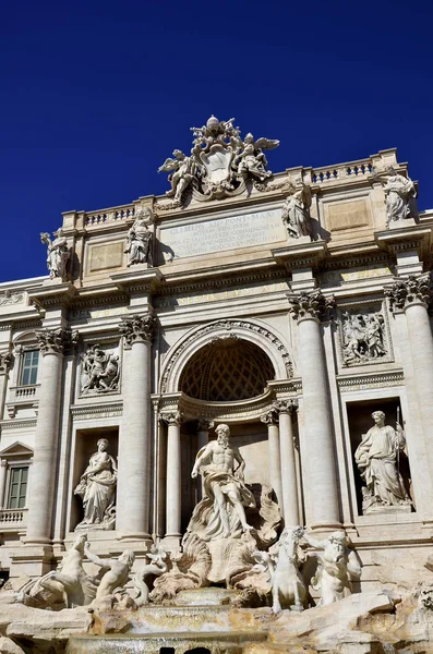 Detalhe Das Esculturas Fonte Trevi Roma — Fotografia de Stock