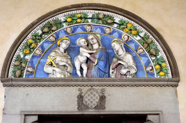 Painted Sculpture Door Church Milan — Stock Photo, Image