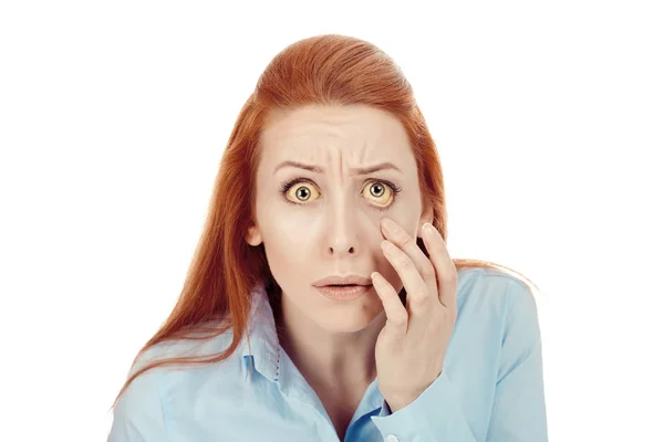 Woman checking her health condition looking into her eye — Stockfoto