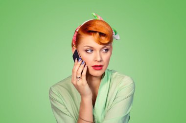 Telefon görüşmesi. Stil kız up pin