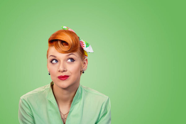 woman daydreaming, thinking