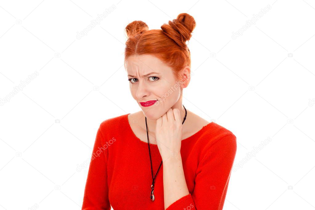Woman looking with contempt frustrated