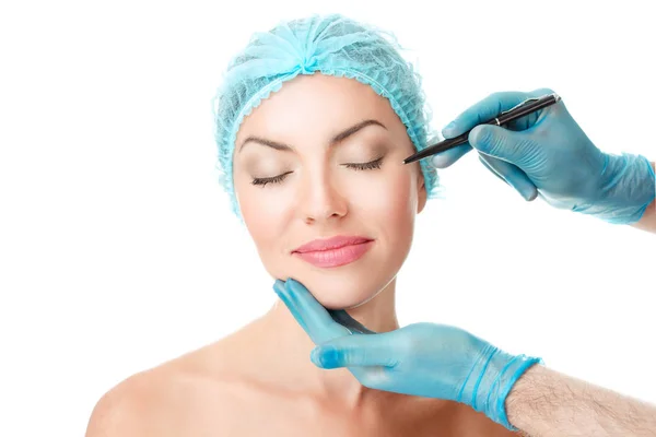 Vacker kvinna efter plastikkirurgi operation kosmetika — Stockfoto