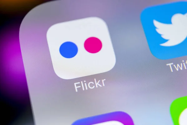 Sankt Petersburg Oroszország Március 2018 Ban Flickr Alkalmazás Ikonjára Apple — Stock Fotó