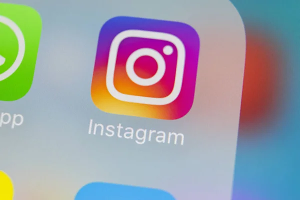 Sankt Petersburg Federacja Rosyjska Marca 2018 Ikona Aplikacji Instagram Apple — Zdjęcie stockowe