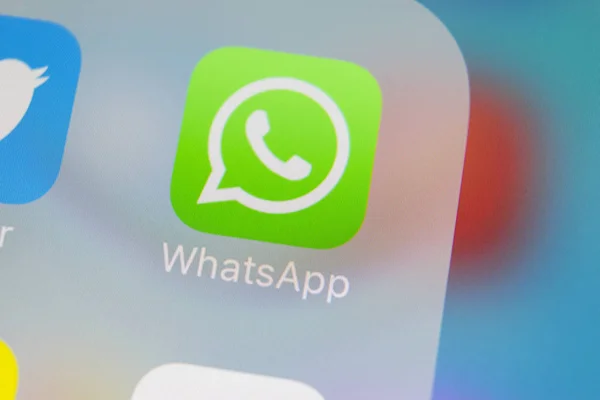 Sankt Petersburg Rússia Março 2018 Ícone Aplicativo Whatsapp Messenger Apple — Fotografia de Stock
