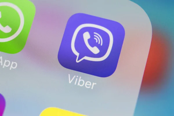 Sankt Petersburg Federacja Rosyjska Marca 2018 Ikona Aplikacji Viber Apple — Zdjęcie stockowe