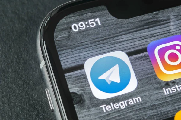 Sankt Petersburg Russland April 2018 Telegramm Application Icon Auf Apple — Stockfoto