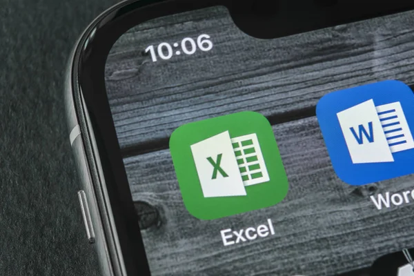 Sankt Petersburgu Dubna 2018 Microsoft Exel Ikona Aplikace Apple Iphone — Stock fotografie