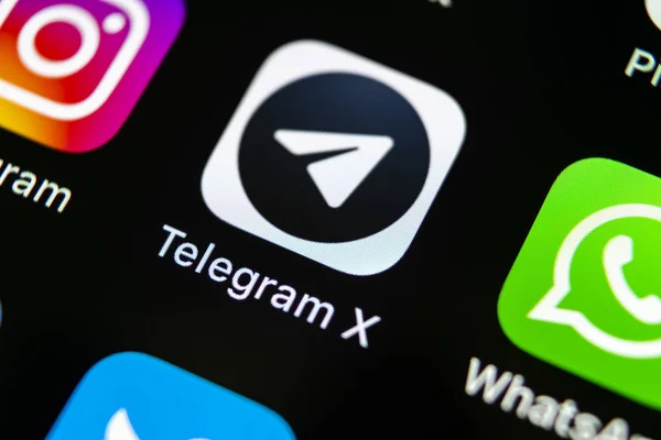 Санкт Петербург Россия Мая 2018 Года Иконка Приложения Telegram Экране — стоковое фото