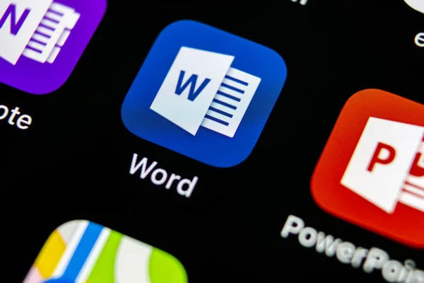 サンクト ペテルブルグ 2018 Microsoft Word アプリケーション アイコン アップル Iphone 画面クローズ — ストック写真