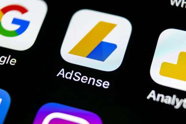 Санкт Петербург Россия Мая 2018 Года Значок Приложения Google Adsense — стоковое фото