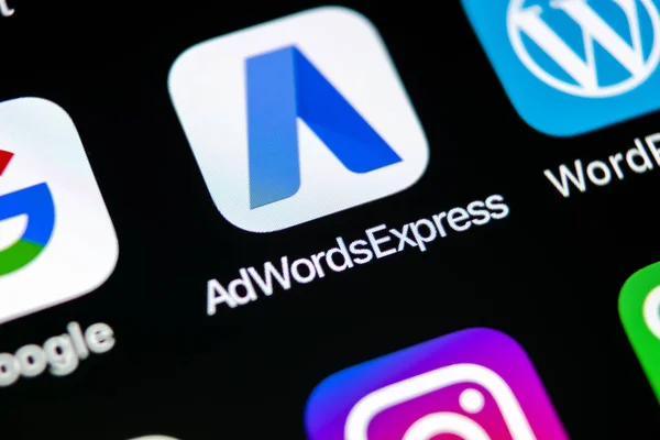 Sankt Αγία Πετρούπολη Ρωσία Μαΐου 2018 Google Adwords Express Εφαρμογή — Φωτογραφία Αρχείου