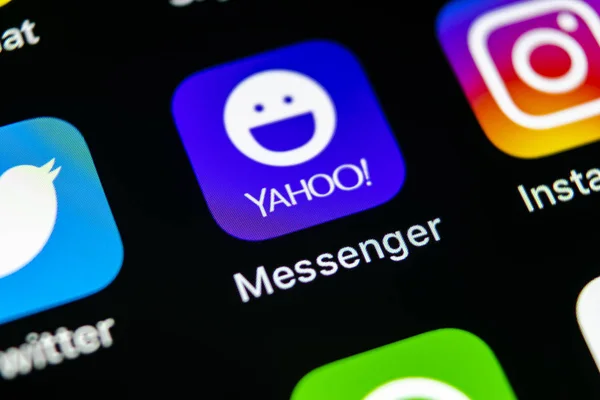 Sankt Petersburg Rússia Maio 2018 Ícone Aplicativo Yahoo Messenger Apple — Fotografia de Stock