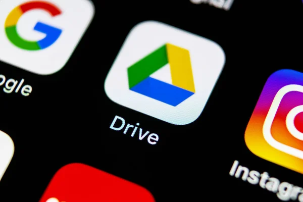 Sankt Petersburg Rússia Maio 2018 Ícone Aplicativo Google Drive Apple — Fotografia de Stock