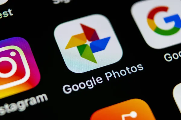 Sankt Petersburg Rússia Maio 2018 Google Photos Application Icon Apple — Fotografia de Stock