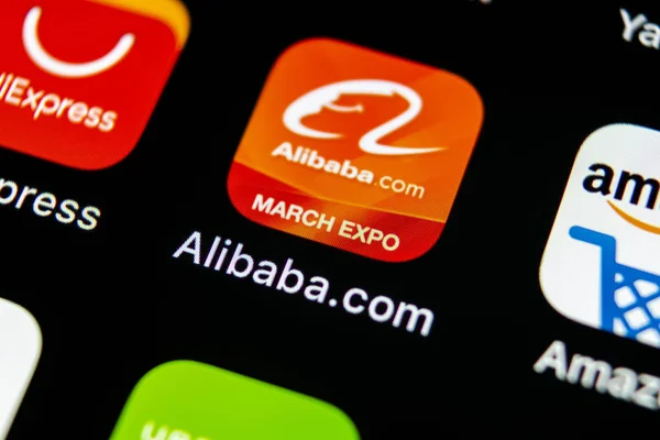 Sankt Petersburg Rusia Mayo 2018 Icono Aplicación Alibaba Primer Plano — Foto de Stock