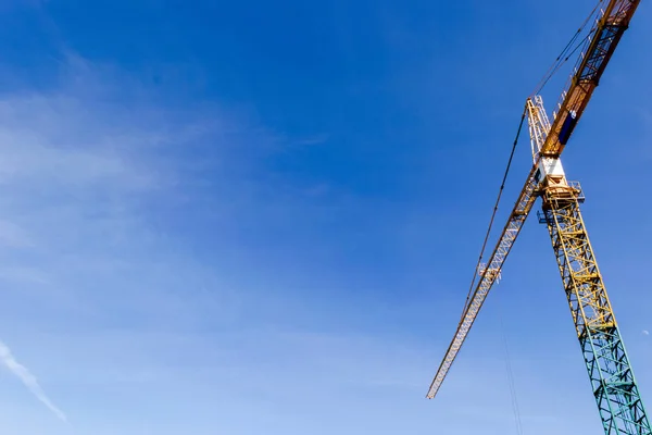 Construction Crane Tower Blue Sky Background Crane Building Working Progress — Stock Photo, Image