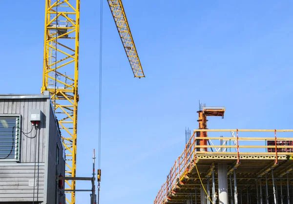 Construction Crane Tower Blue Sky Background Crane Building Working Progress — Stock Photo, Image