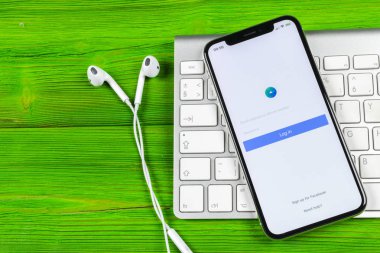 Sankt-Petersburg, Rusya, 2 Haziran 2018: Facebook reklamları uygulama simgesi üzerinde Apple iphone X ekran yakın çekim. Facebook iş app simgesi. Facebook reklamları mobil uygulama. Sosyal medya ağı