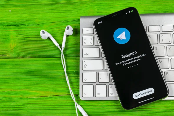 Sankt Petersburg Russia June 2018 Telegram Application Icon Apple Iphone — Stock Photo, Image