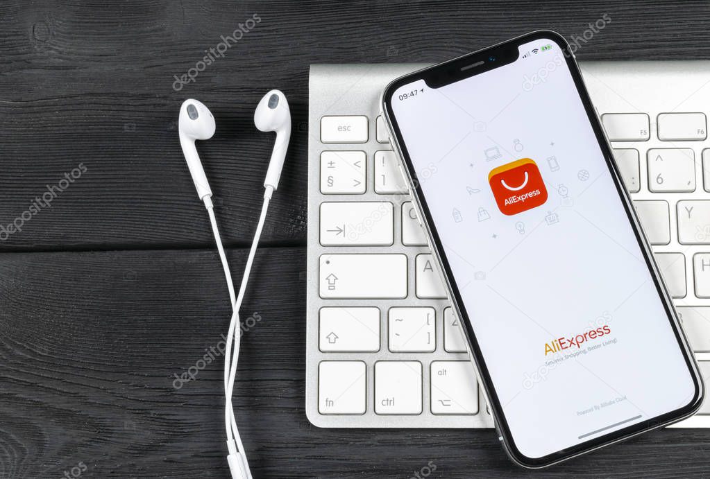 Sankt-Petersburg, Russia, June 2, 2018: Aliexpress application icon on Apple iPhone X smartphone screen. Aliexpress app icon. Aliexpress.com is popular e-commerce application. Social media icon
