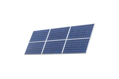Mavi güneş paneli beyaz arka plan üzerinde izole. Sürdürülebilir enerji için güneş panelleri şablon. Yenilenebilir güneş enerjisi. Alternatif enerji.