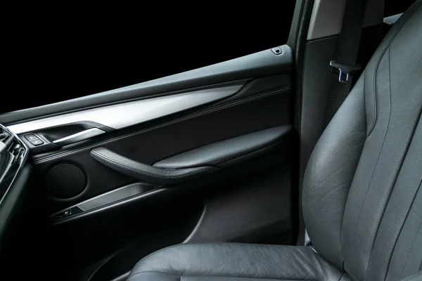 Modern Luxus Autó Belsejében Prestige Modern Autó Belsejében Fekete Kényelmes — Stock Fotó