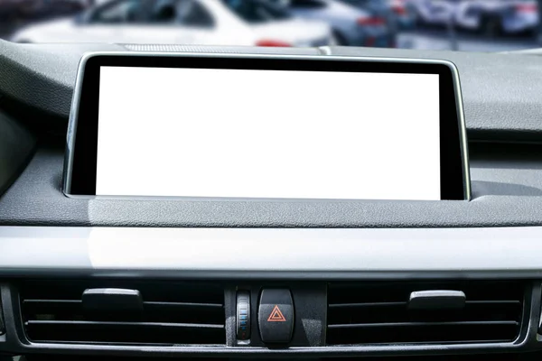 Monitorować Samochodzie Użytku Białym Tle Pusty Ekran Nawigacji Mapy Gps — Zdjęcie stockowe