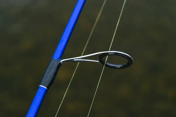 Rybářský Prut Rotující Kroužek Detail Linie Rybářský Prut Kloubové Prsteny — Stock fotografie