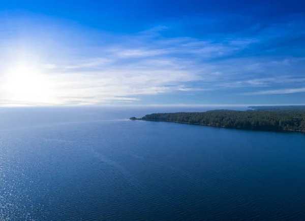 Flygfoto Över Havet Med Strand Laguner Och Korallrev Kustlinje Med — Stockfoto