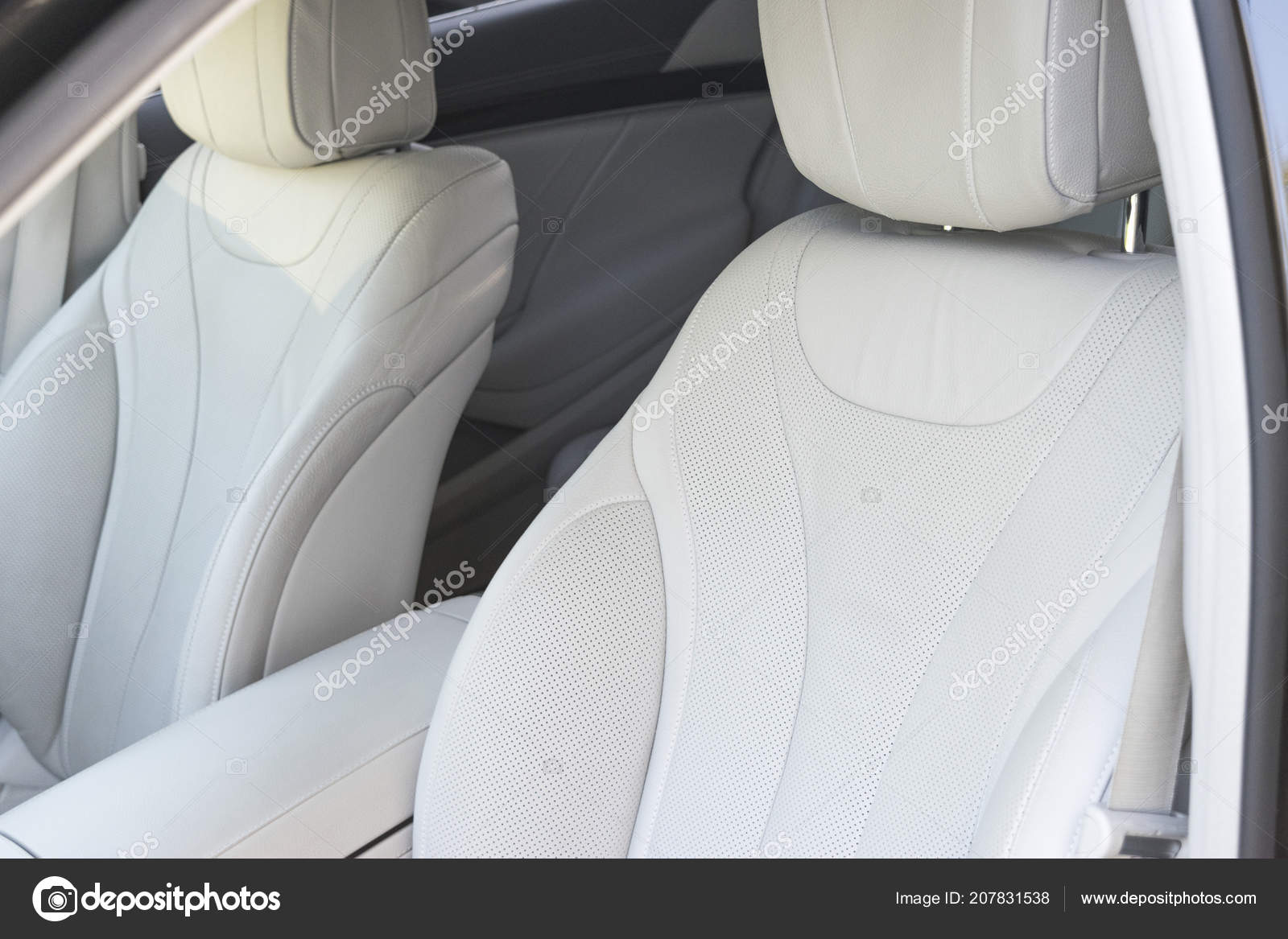 White Leather Interior Luxury Modern Car Leather Comfortable