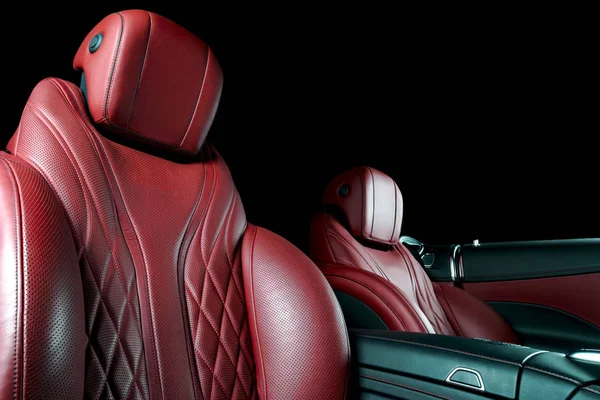 Modernes Luxusauto Inneren Interieur Des Modernen Prestigeautos Bequeme Lederrote Sitze — Stockfoto