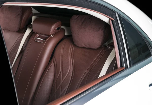 Modernes Luxusauto Inneren Interieur Des Modernen Prestigeautos Bequeme Ledersitze Rot — Stockfoto