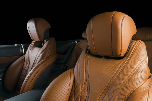 Belüftungsdeck Luxuriösen Modernen Auto Interieur Moderne Details Innenraum Mit Orangefarbenem — Stockfoto