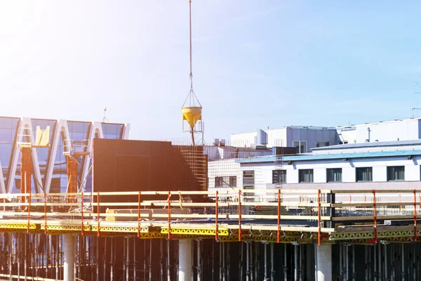 Construction Crane Tower Blue Sky Background Crane Building Working Progress — Stock Photo, Image