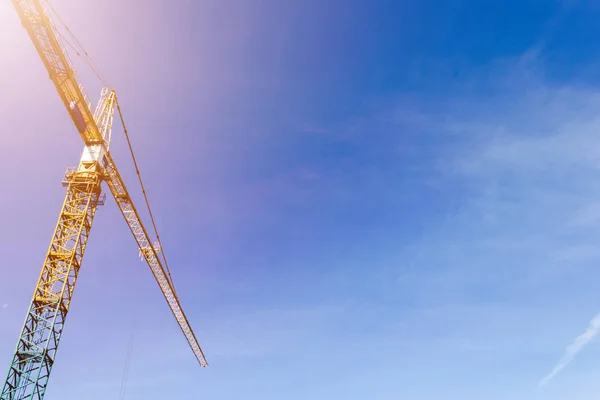 Construction Crane Tower Blue Sky Background Crane Building Working Progress — Stock Photo, Image