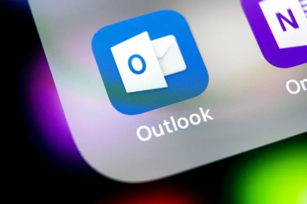 Sankt Petersburg Federacja Rosyjska 2018 Sierpnia Microsoft Outlook Office Ikona — Zdjęcie stockowe