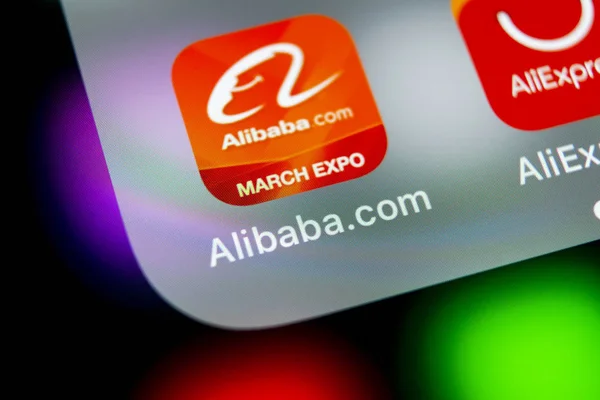 Sankt Petersburg Rusia Agosto 2018 Icono Aplicación Alibaba Primer Plano — Foto de Stock