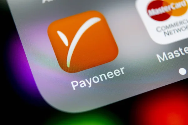 Sankt Petersburg Rusia Agosto 2018 Icono Aplicación Payoneer Primer Plano — Foto de Stock