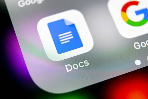 Sankt Petersburgu Srpna 2018 Google Docs Ikona Apple Iphone Smartphone — Stock fotografie