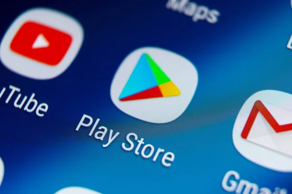 Sankt Petersburg Federacja Rosyjska Sierpień 2018 Play Store Ikonę Aplikacji — Zdjęcie stockowe