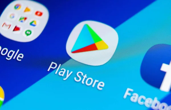 Sankt Petersburg Federacja Rosyjska Sierpień 2018 Play Store Ikonę Aplikacji — Zdjęcie stockowe